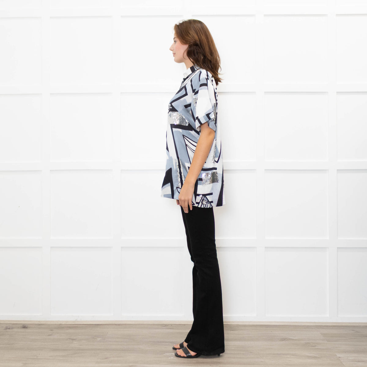 Retrofete Grey And Black With Sequin Insert Shirt