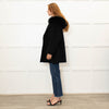 Twenty Fall Black Alpaca Coat with Fox Fur Trimmed Hood