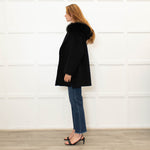 Twenty Fall Black Alpaca Coat with Fox Fur Trimmed Hood