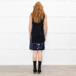 Tory Burch Black Navy Sequinned Trim Sleeveless Dress