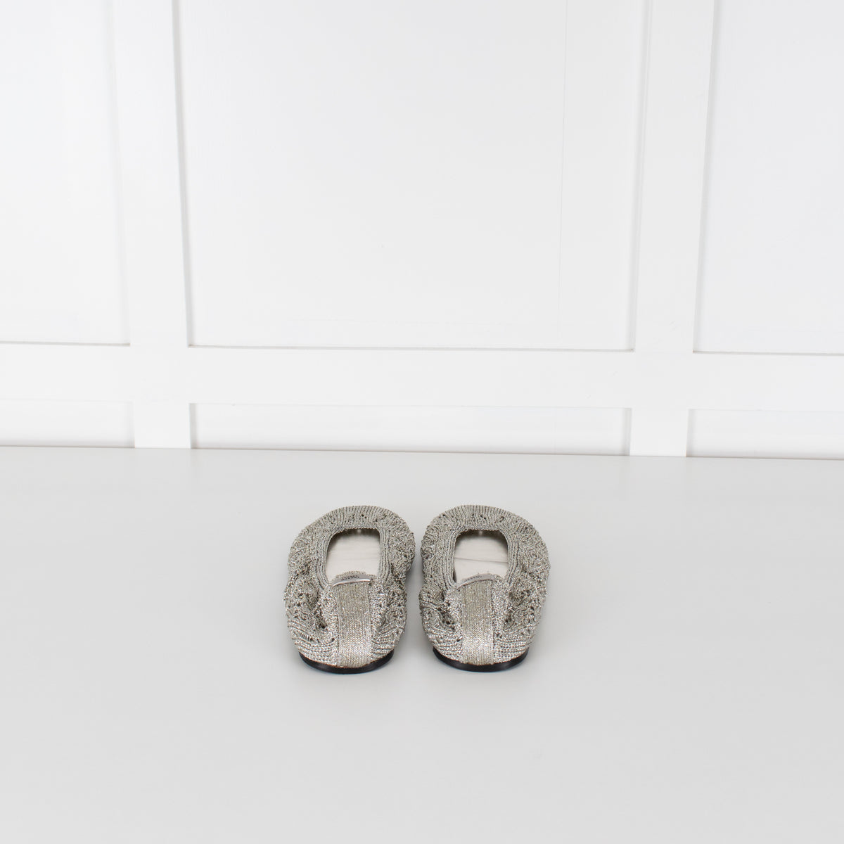 Isabel Marant Silver Belna Metallic Crochet Ballet Flats