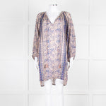 MABE Beige Blue Fine Cotton Floral Tunic Dress