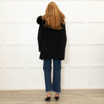 Twenty Fall Black Alpaca Coat with Fox Fur Trimmed Hood