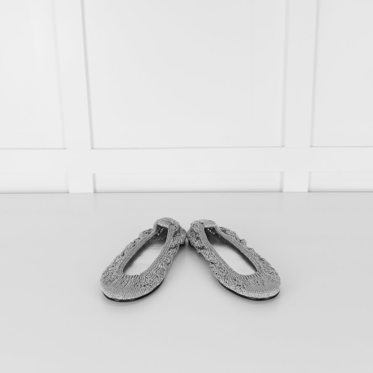 Isabel Marant Silver Belna Metallic Crochet Ballet Flats