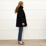 Twenty Fall Black Alpaca Coat with Fox Fur Trimmed Hood