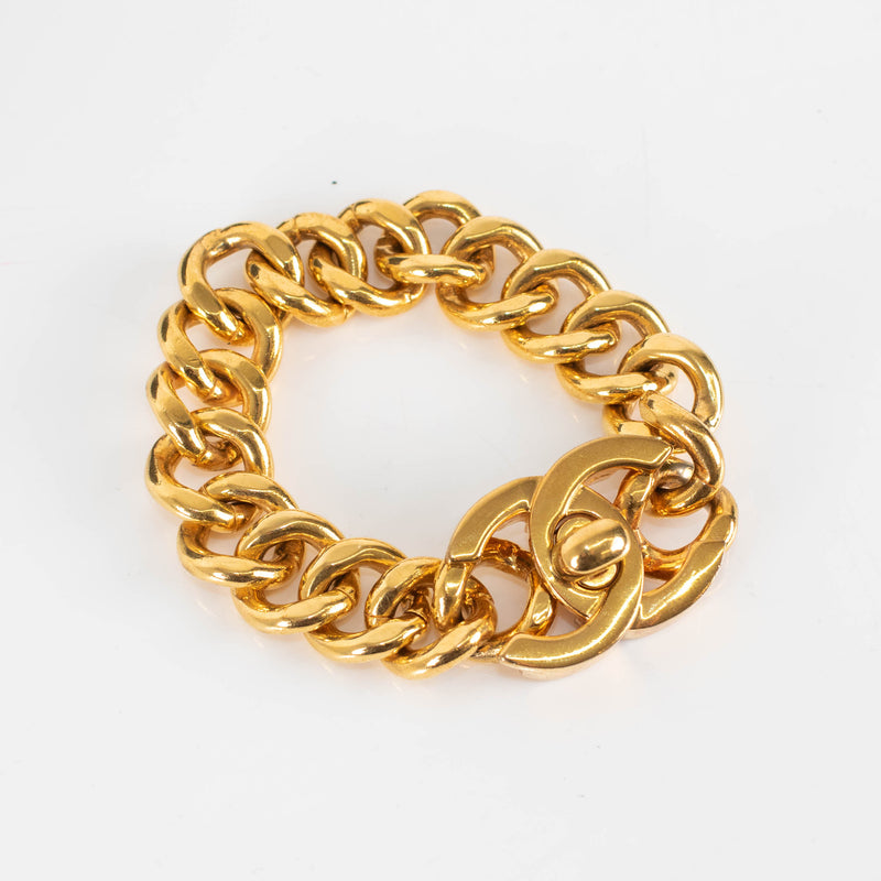 Chanel Gold Tone CC Turnlock Chunky Chain Bracelet