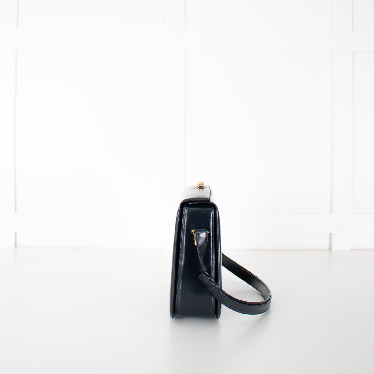 Gucci Navy Blue Leather Vintage Shoulder Bag