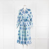 Emporio Sirenuse Pale Blue Star Flower Belted Long Sleeve Dress