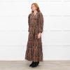 Ridley Dark Green Orange Pink Floral Belted Maxi Dress