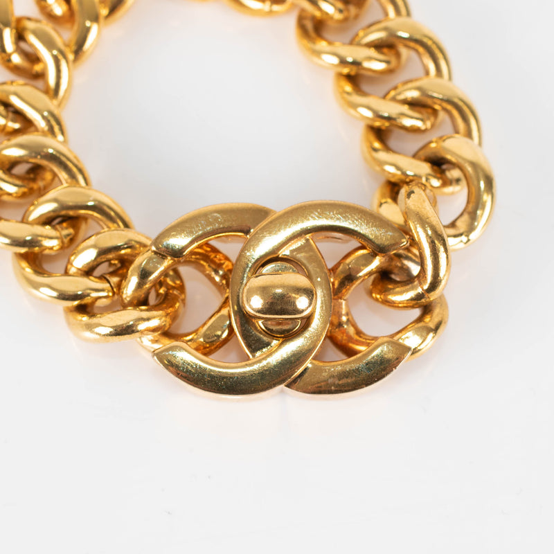 Chanel Gold Tone CC Turnlock Chunky Chain Bracelet