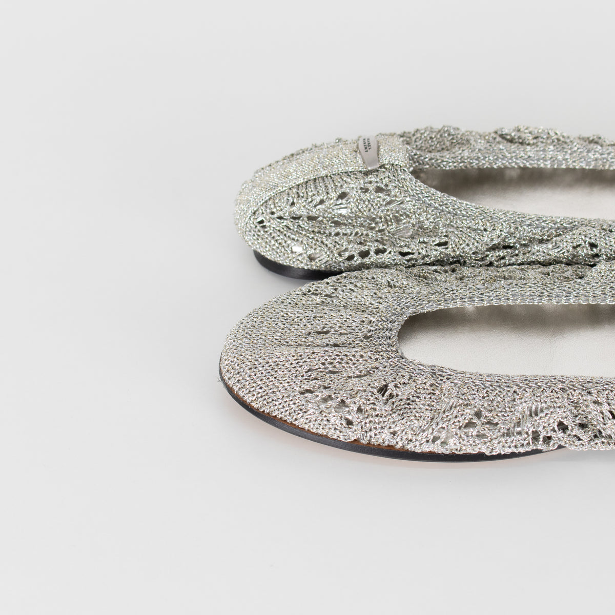 Isabel Marant Silver Belna Metallic Crochet Ballet Flats