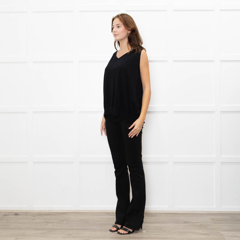 Sarah Pacini Black Fine Knit Vest with Gathered Back