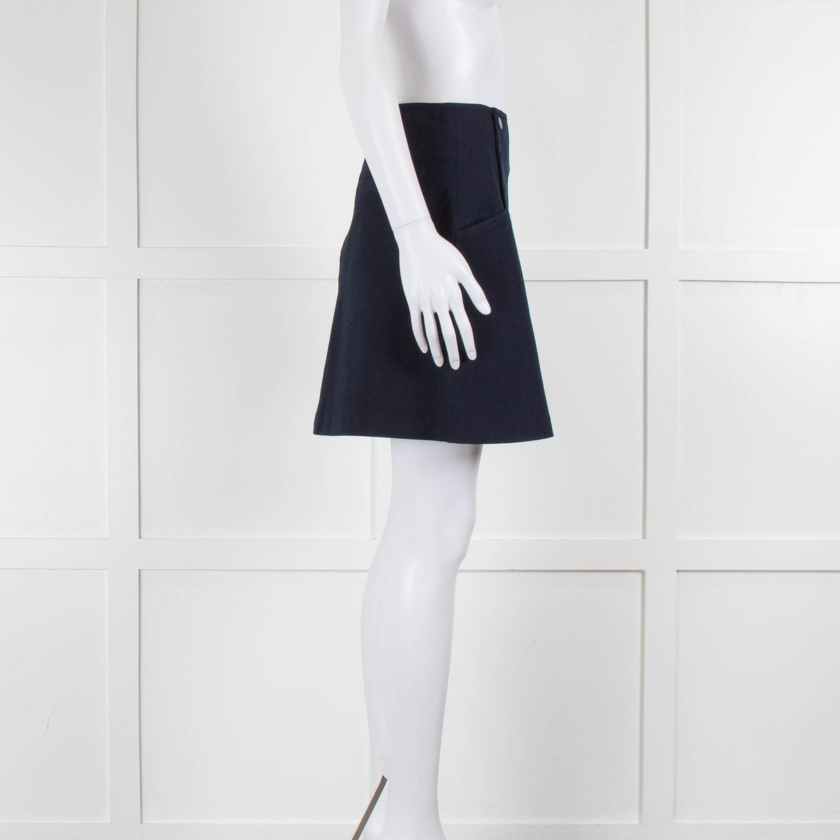 Sandro Navy Blue Button Detail Pencil Mini Skirt