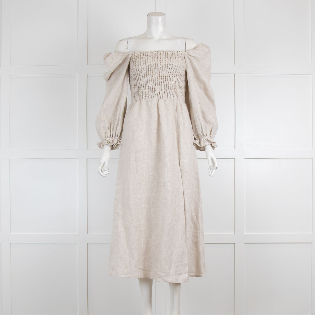 Reformation Oatmeal Linen Gitane Dress