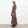 Ridley Dark Green Orange Pink Floral Belted Maxi Dress