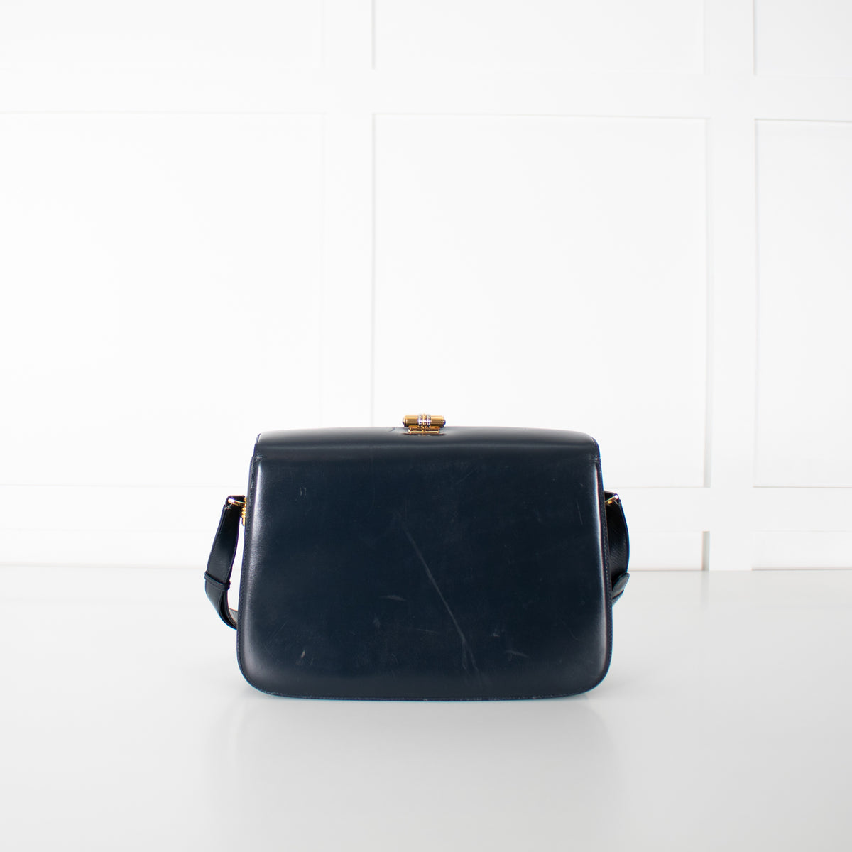 Gucci Navy Blue Leather Vintage Shoulder Bag