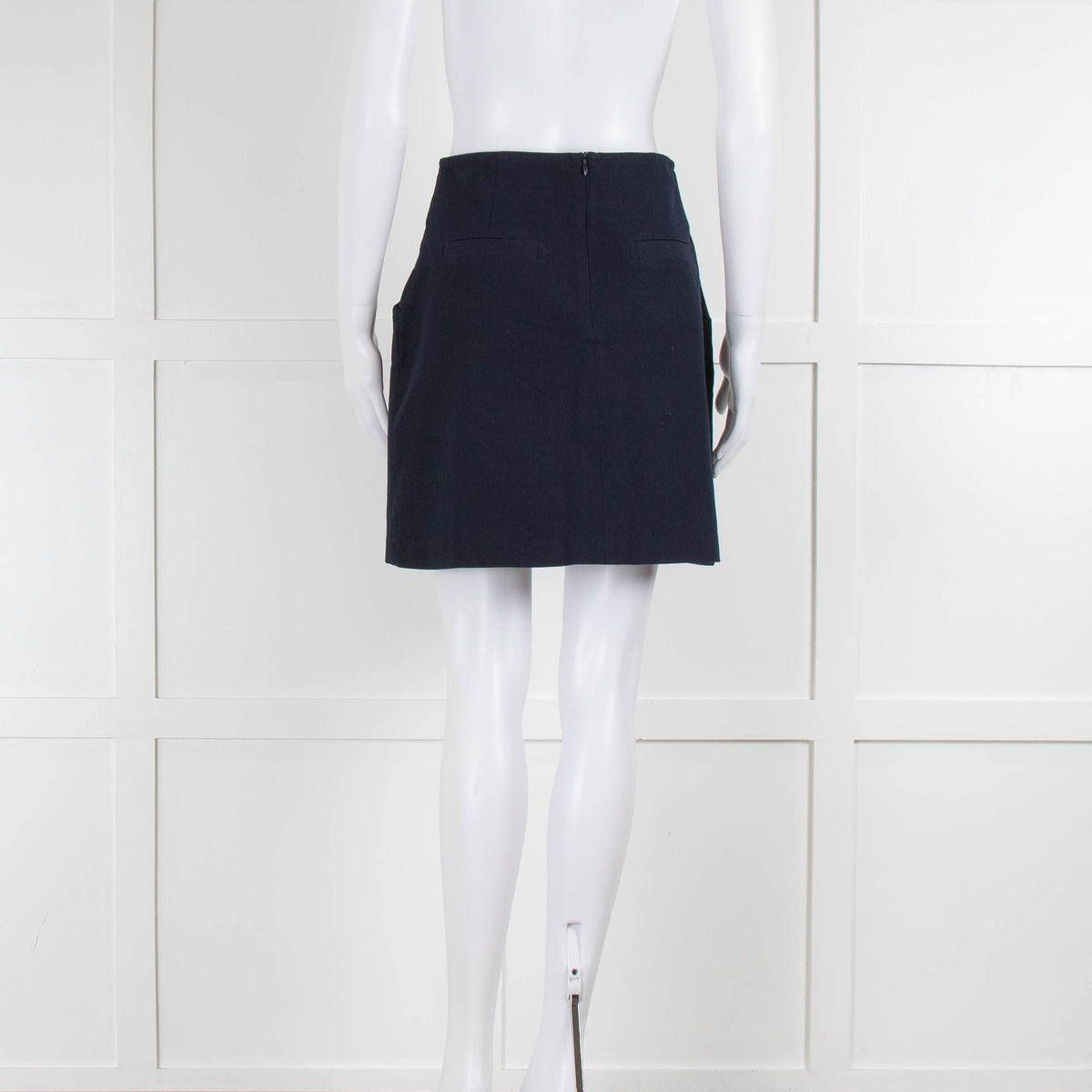 Sandro Navy Blue Button Detail Pencil Mini Skirt