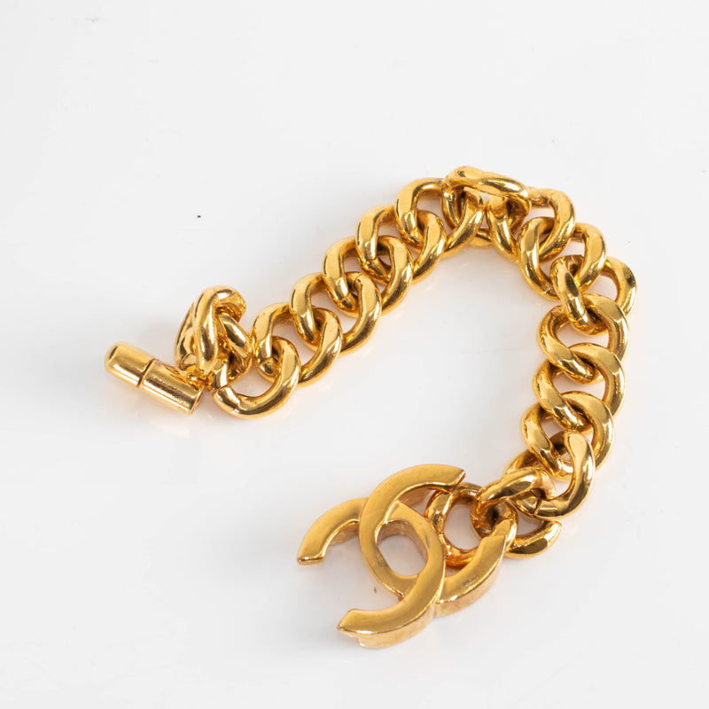 Chanel Gold Tone CC Turnlock Chunky Chain Bracelet