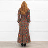 Ridley Dark Green Orange Pink Floral Belted Maxi Dress