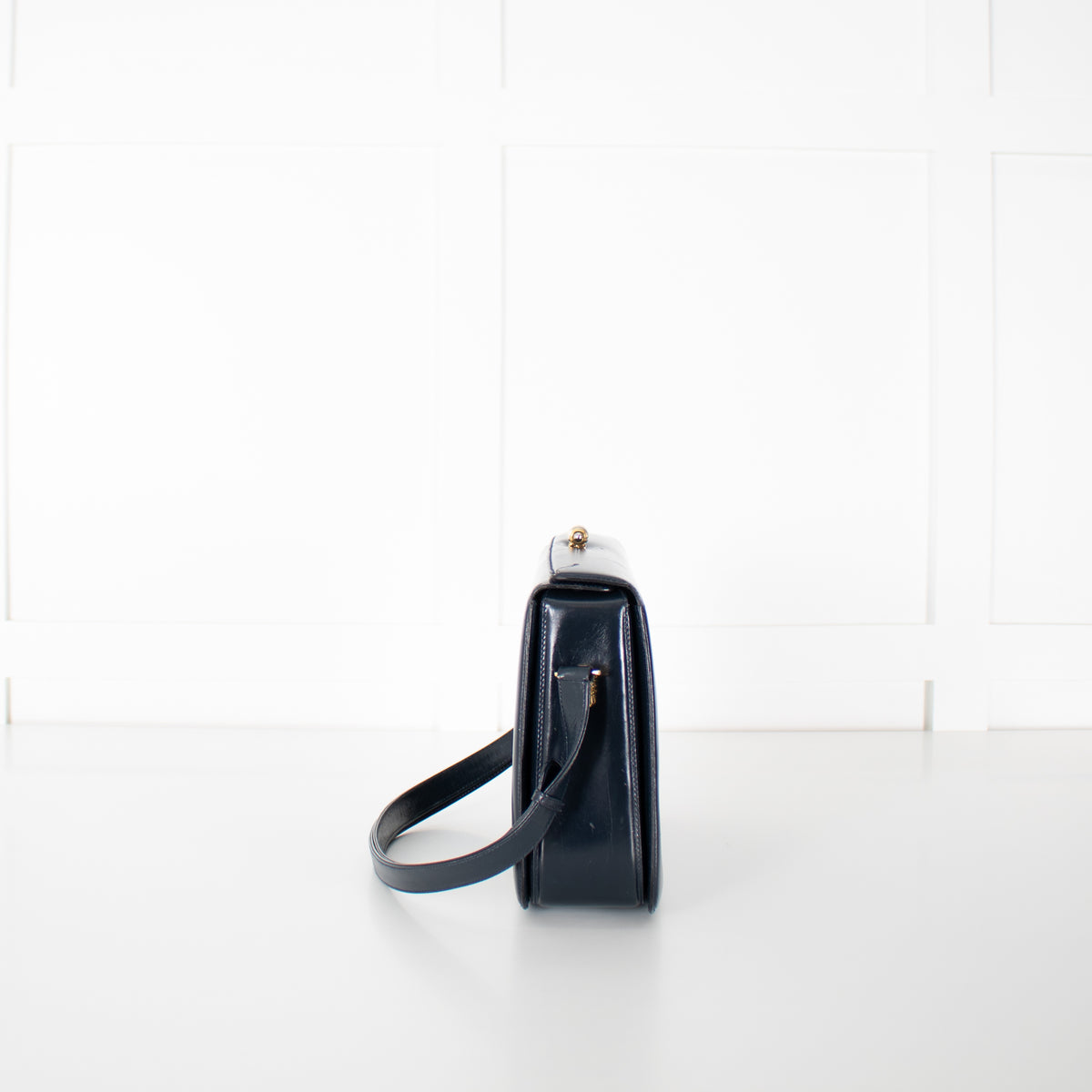 Gucci Navy Blue Leather Vintage Shoulder Bag