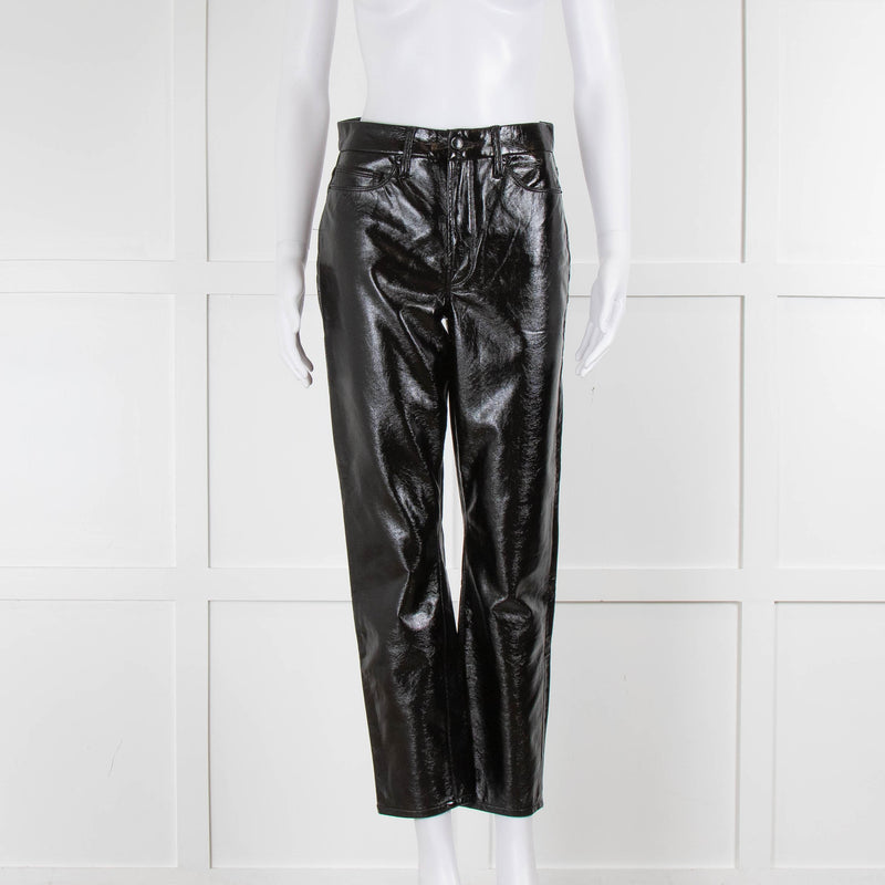 Good American Black PVC Straight Leg Trousers