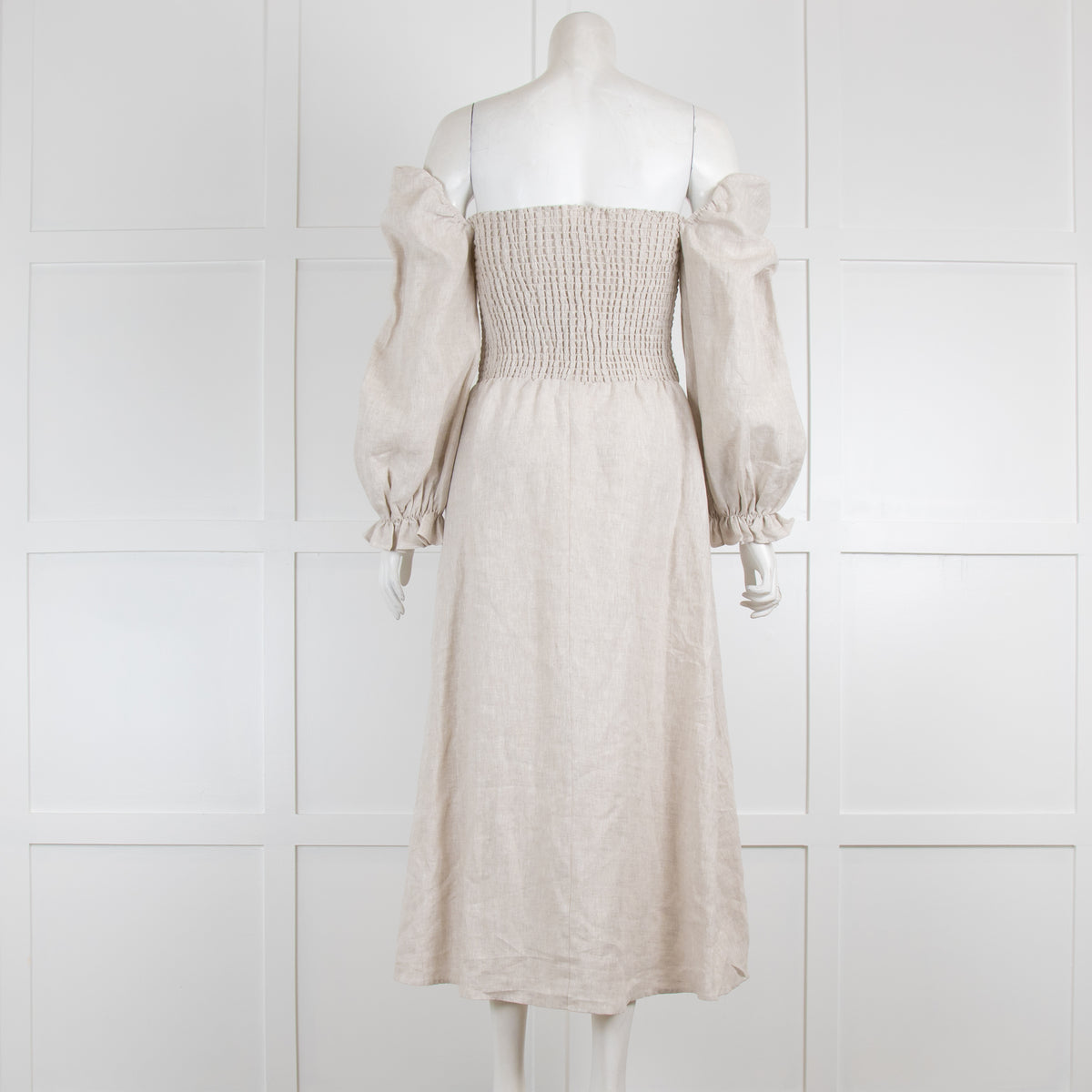 Reformation Oatmeal Linen Gitane Dress