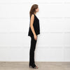 Sarah Pacini Black Fine Knit Vest with Gathered Back