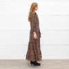 Ridley Dark Green Orange Pink Floral Belted Maxi Dress