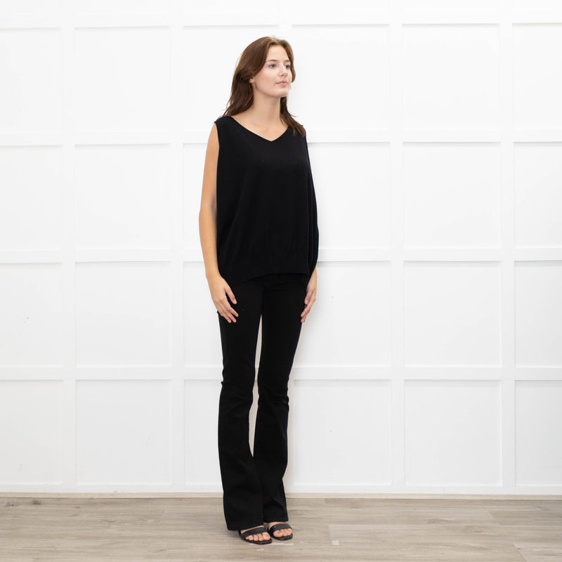 Sarah Pacini Black Fine Knit Vest with Gathered Back