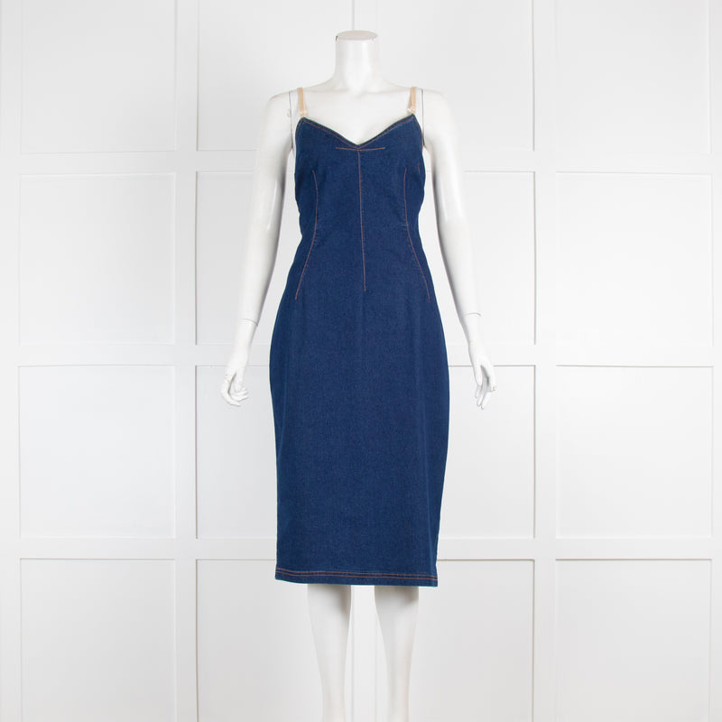 D&G Blue Denim Dress with Beige Straps