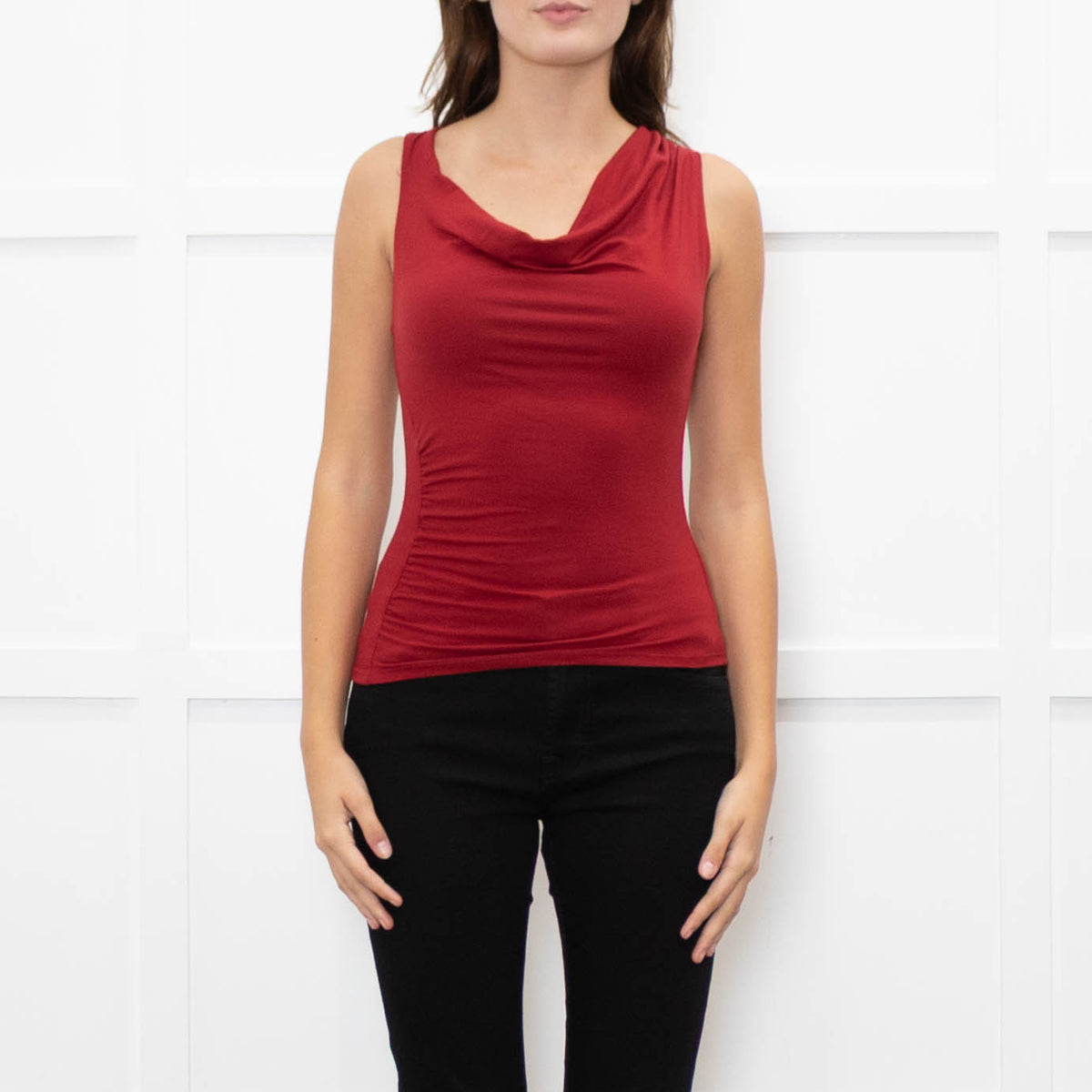 Reformation Red Boatneck Jersey Top