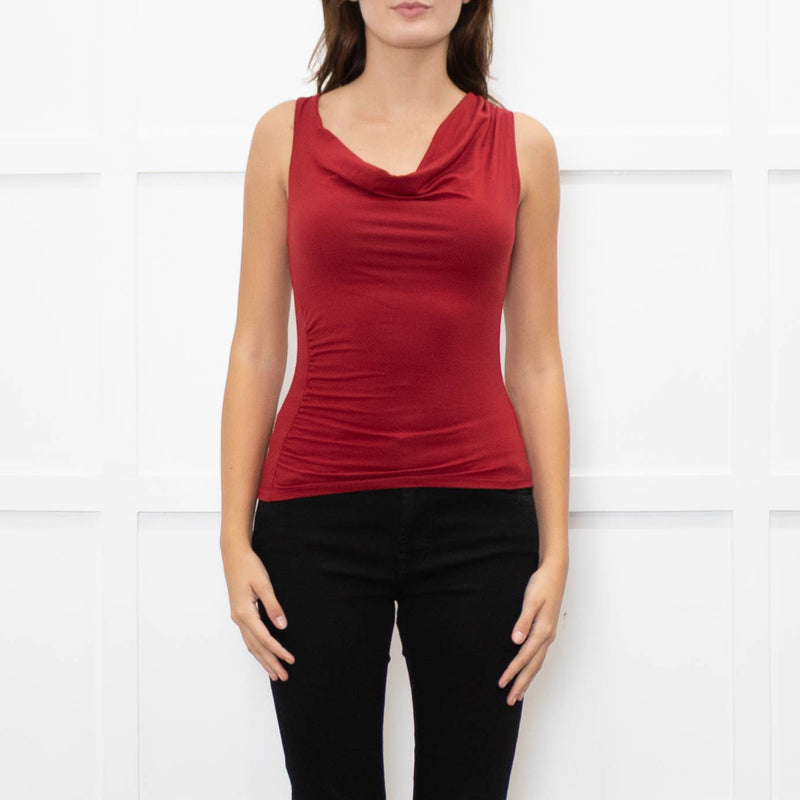 Reformation Red Boatneck Jersey Top