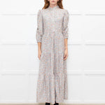 Ridley White Grey Orange Floral Corduroy Maxi Dress