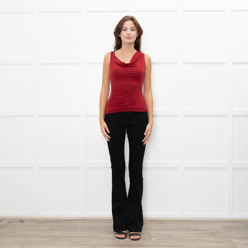 Reformation Red Boatneck Jersey Top