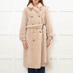 Fox London Faux Shearling Cream Trench Coat
