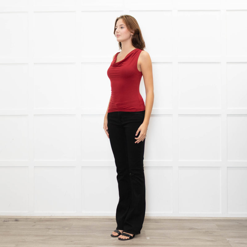 Reformation Red Boatneck Jersey Top