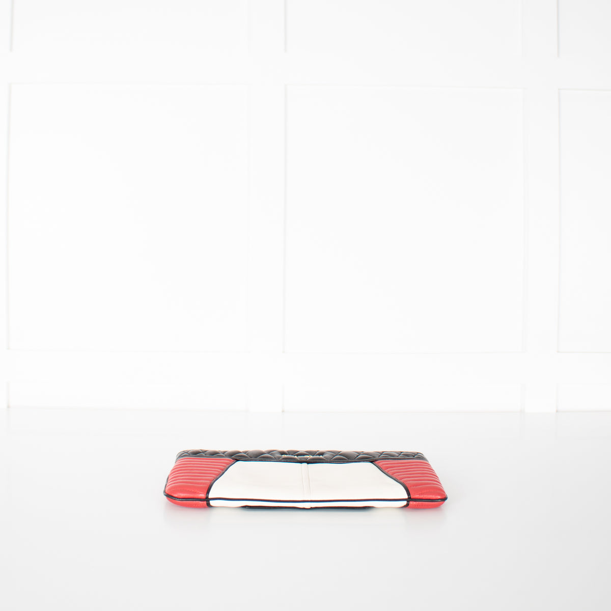 Miu Miu Black, Red and Cream Leather Biker Clutch