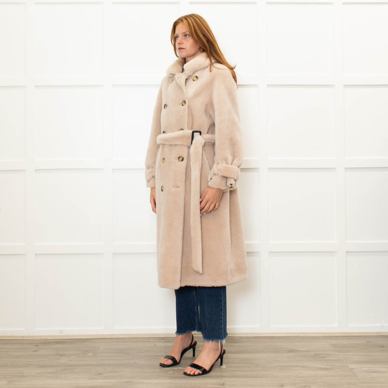 Fox London Faux Shearling Cream Trench Coat