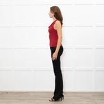 Reformation Red Boatneck Jersey Top