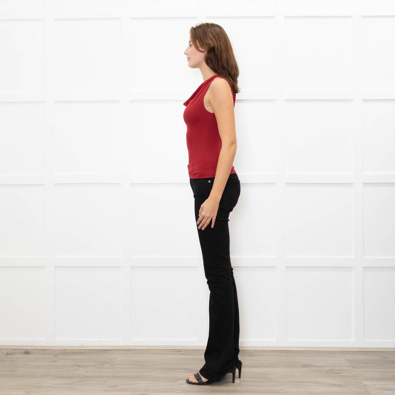 Reformation Red Boatneck Jersey Top