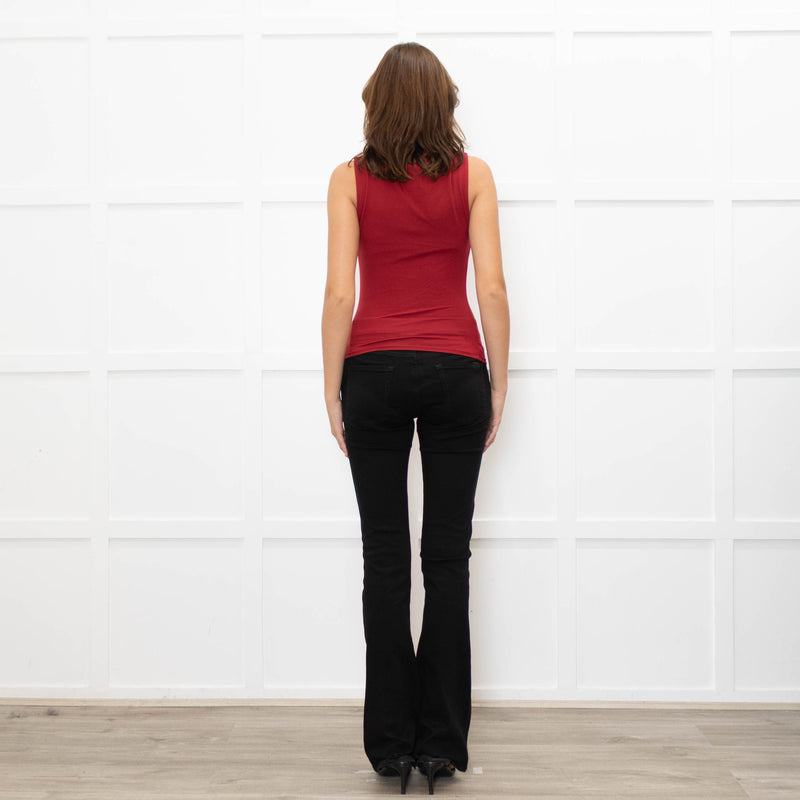 Reformation Red Boatneck Jersey Top