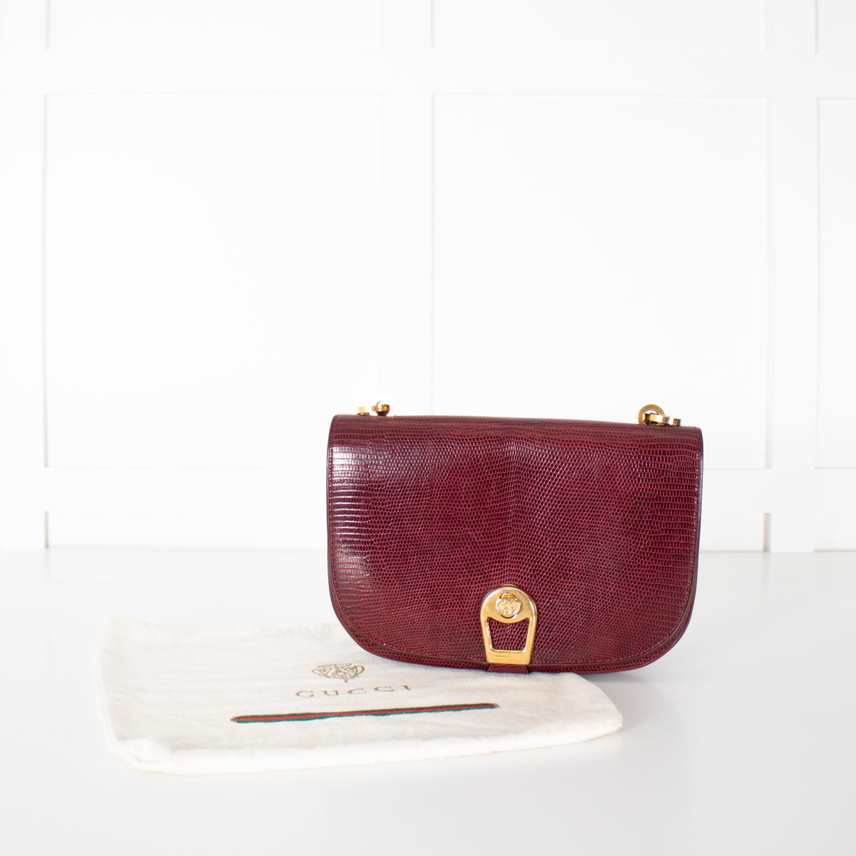 Gucci Burgundy Lizard Vintage Shoulder Bag
