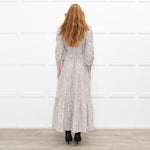 Ridley White Grey Orange Floral Corduroy Maxi Dress