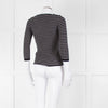 Tory Burch Navy Cream Stripe Wool Button Shoulder Jumper