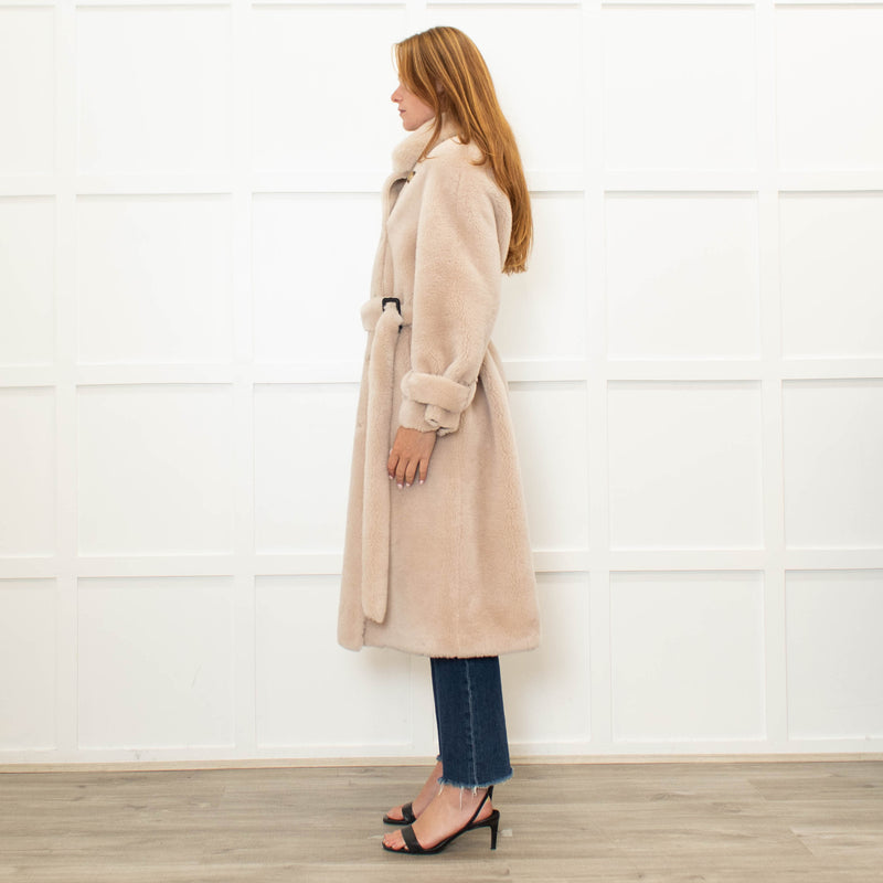 Fox London Faux Shearling Cream Trench Coat