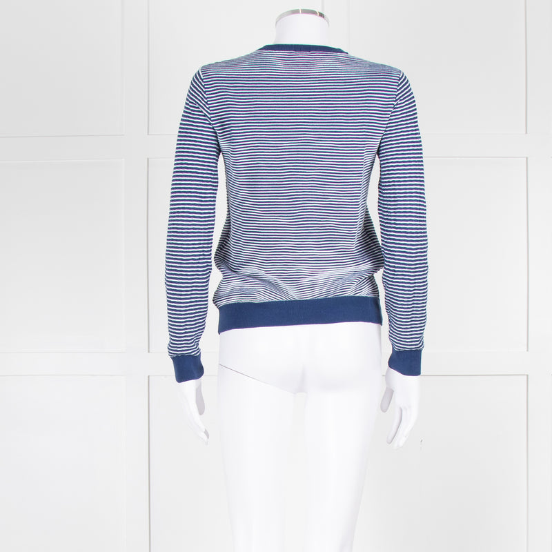 Kenzo Blue White Striped K Sweater