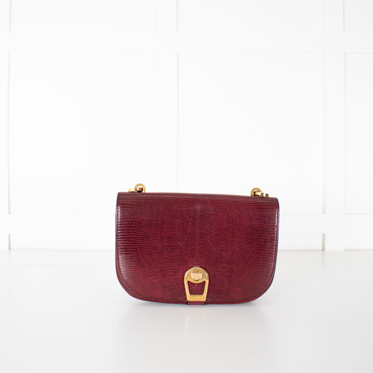 Gucci Burgundy Lizard Vintage Shoulder Bag