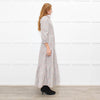 Ridley White Grey Orange Floral Corduroy Maxi Dress