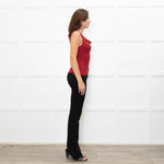 Reformation Red Boatneck Jersey Top
