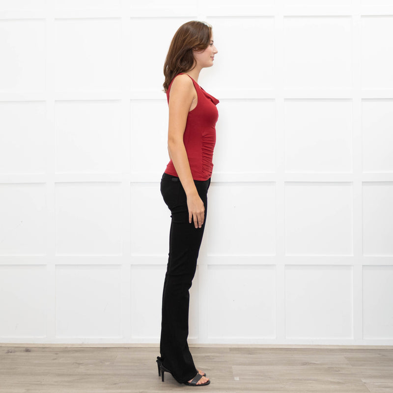 Reformation Red Boatneck Jersey Top